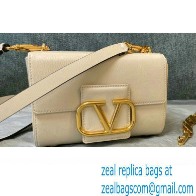 Valentino Stud Sign Grainy Calfskin Shoulder Bag White 2021