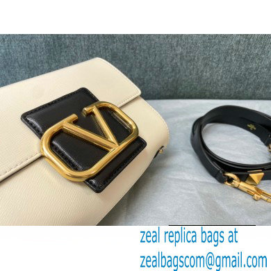 Valentino Stud Sign Grainy Calfskin Shoulder Bag White/Black 2021