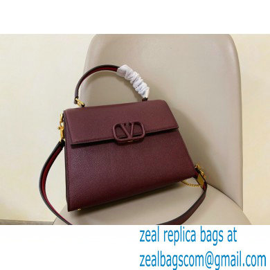Valentino VSLING Grainy Calfskin Handbag Burgundy 2021