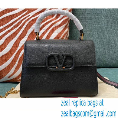 Valentino VSLING Grainy Calfskin Mini Handbag Black 2021