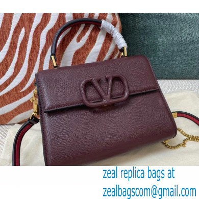 Valentino VSLING Grainy Calfskin Mini Handbag Burgundy 2021