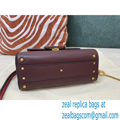 Valentino VSLING Grainy Calfskin Mini Handbag Burgundy 2021