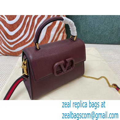 Valentino VSLING Grainy Calfskin Mini Handbag Burgundy 2021
