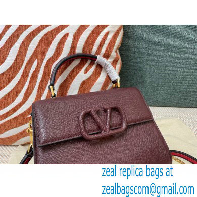Valentino VSLING Grainy Calfskin Mini Handbag Burgundy 2021