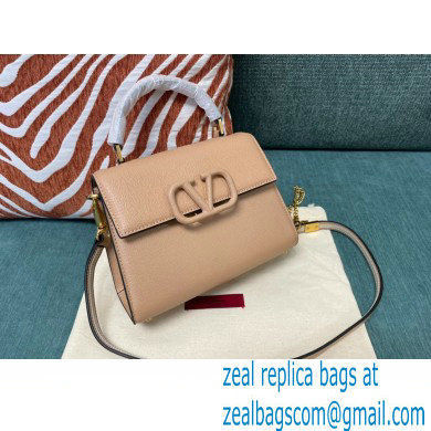 Valentino VSLING Grainy Calfskin Mini Handbag Nude 2021