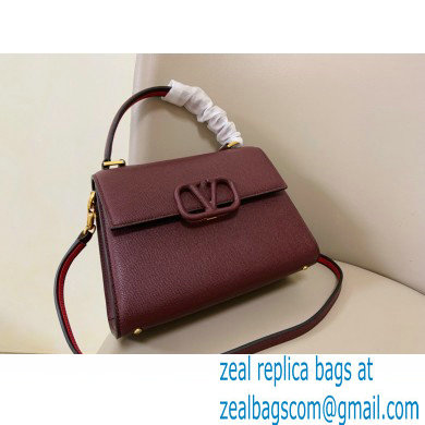 Valentino VSLING Grainy Calfskin Small Handbag Burgundy 2021