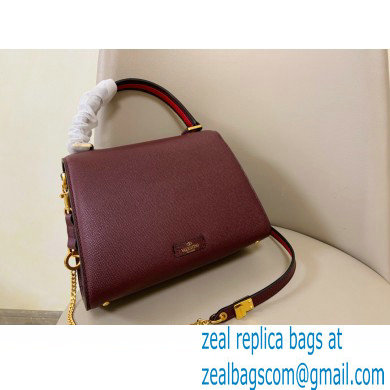 Valentino VSLING Grainy Calfskin Small Handbag Burgundy 2021