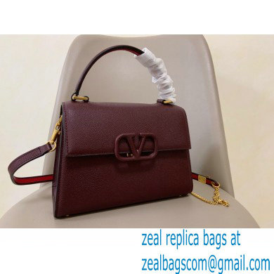 Valentino VSLING Grainy Calfskin Small Handbag Burgundy 2021