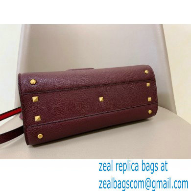Valentino VSLING Grainy Calfskin Small Handbag Burgundy 2021