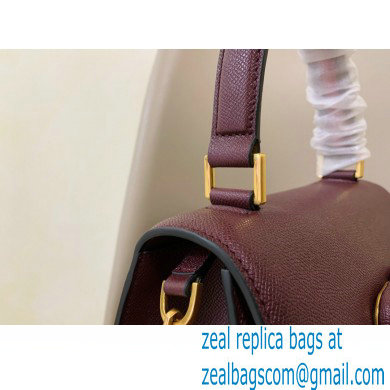 Valentino VSLING Grainy Calfskin Small Handbag Burgundy 2021