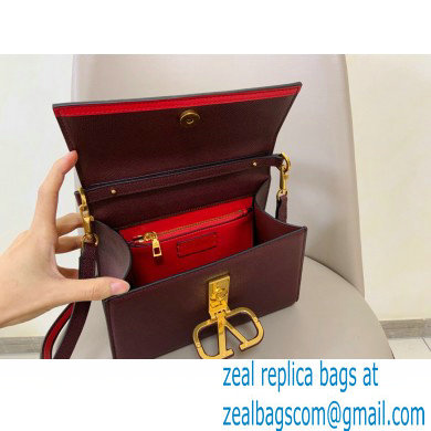Valentino VSLING Grainy Calfskin Small Handbag Burgundy 2021