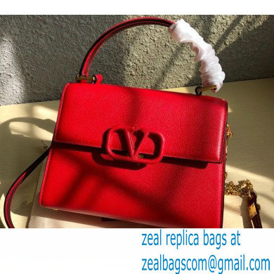 Valentino VSLING Grainy Calfskin Small Handbag Red 2021