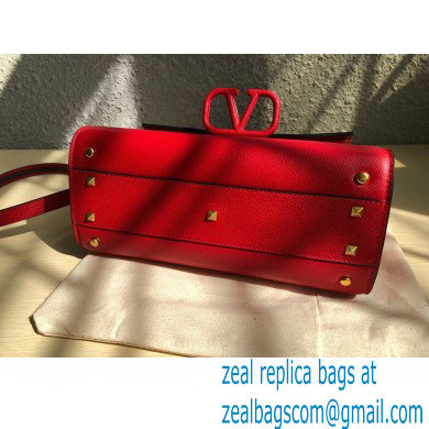 Valentino VSLING Grainy Calfskin Small Handbag Red 2021