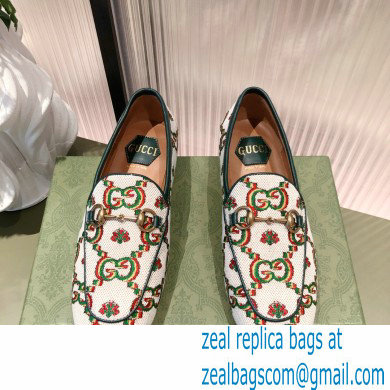 gucci Beige and green GG flower jacquard loafers 2021