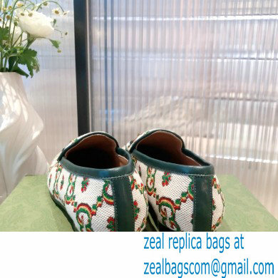 gucci Beige and green GG flower jacquard loafers 2021