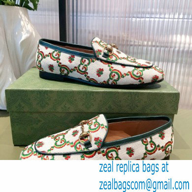 gucci Beige and green GG flower jacquard loafers 2021