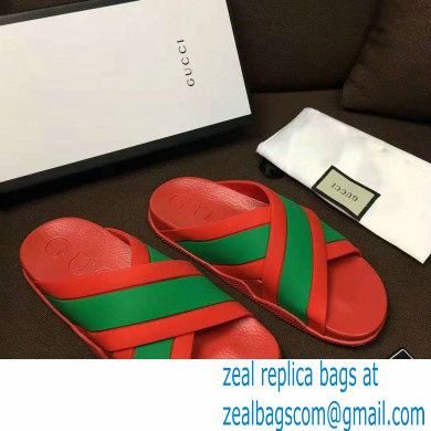 gucci Men's rubber red slide sandal with Web 2021 - Click Image to Close