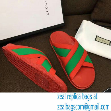 gucci Men's rubber red slide sandal with Web 2021