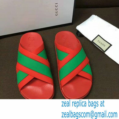 gucci Men's rubber red slide sandal with Web 2021 - Click Image to Close