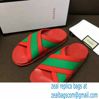 gucci Men's rubber red slide sandal with Web 2021 - Click Image to Close