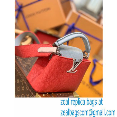 louis vuitton Capucines Mini bag m57520 Coral/Greige Beige/Olympe Blue