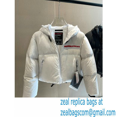 prada Light Polyester hooded puffer jacket WHITE