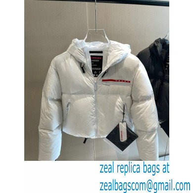 prada Light Polyester hooded puffer jacket WHITE