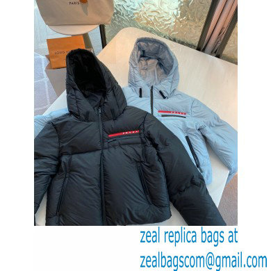 prada Light Polyester hooded puffer jacket black - Click Image to Close