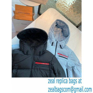 prada Light Polyester hooded puffer jacket black