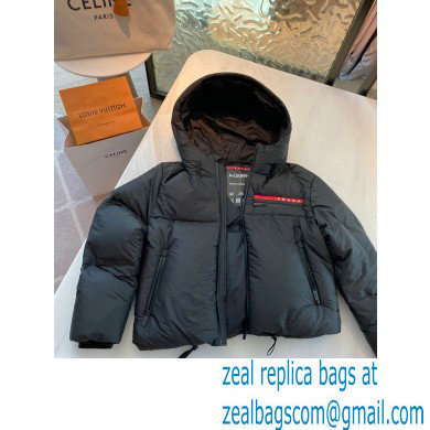 prada Light Polyester hooded puffer jacket black - Click Image to Close