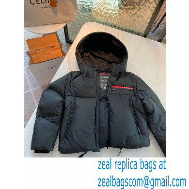 prada Light Polyester hooded puffer jacket black