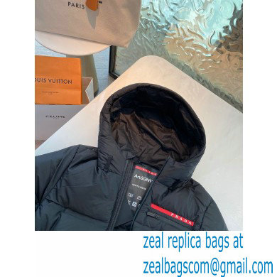 prada Light Polyester hooded puffer jacket black