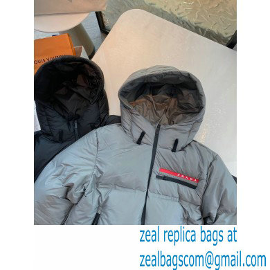 prada Light Polyester hooded puffer jacket gray