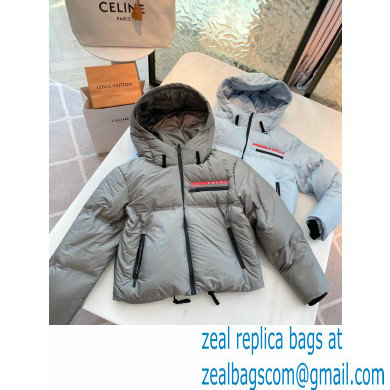 prada Light Polyester hooded puffer jacket gray