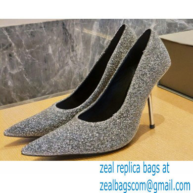 Balenciaga Heel 10cm Pointed toe Pumps Glitter Silver 2022