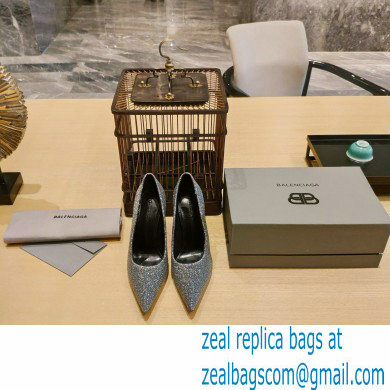 Balenciaga Heel 10cm Pointed toe Pumps Glitter Silver 2022 - Click Image to Close