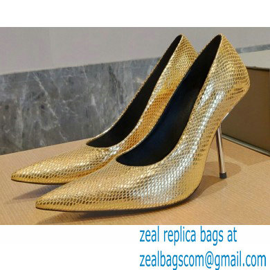 Balenciaga Heel 10cm Pointed toe Pumps Python Pattern Gold 2022