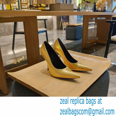Balenciaga Heel 10cm Pointed toe Pumps Python Pattern Gold 2022