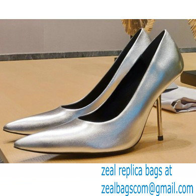 Balenciaga Heel 10cm Pointed toe Pumps Silver 2022 - Click Image to Close