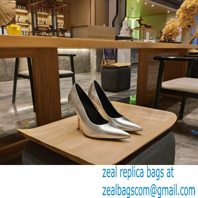 Balenciaga Heel 10cm Pointed toe Pumps Silver 2022 - Click Image to Close