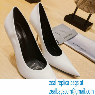 Balenciaga Heel 10cm Pointed toe Pumps White 2022 - Click Image to Close