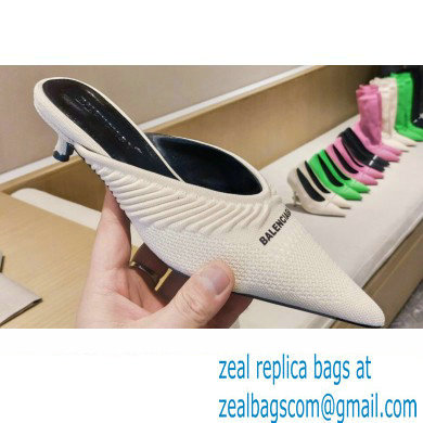 Balenciaga Heel 4cm Knife 2.0 Knit Mules Beige 2022 - Click Image to Close