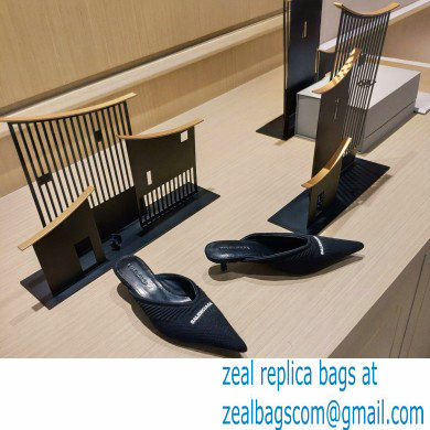 Balenciaga Heel 4cm Knife 2.0 Knit Mules Black 2022 - Click Image to Close