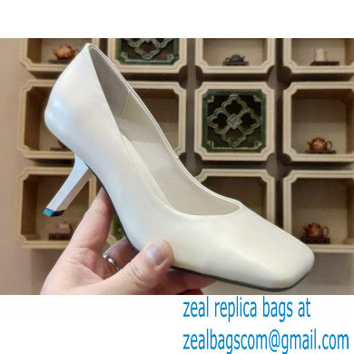 Balenciaga Heel 8.5cm Void d'Orsay Pumps Leather White 2022 - Click Image to Close