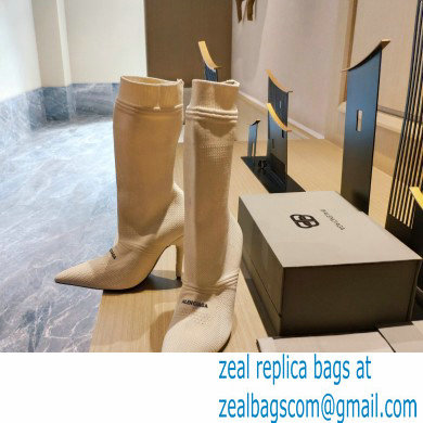 Balenciaga Heel 9cm Knife 2.0 Knit Bootie Ankle Boots Beige 2022
