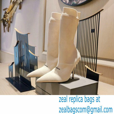Balenciaga Heel 9cm Knife 2.0 Knit Bootie Ankle Boots Beige 2022