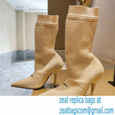 Balenciaga Heel 9cm Knife 2.0 Knit Bootie Ankle Boots Beige 2022