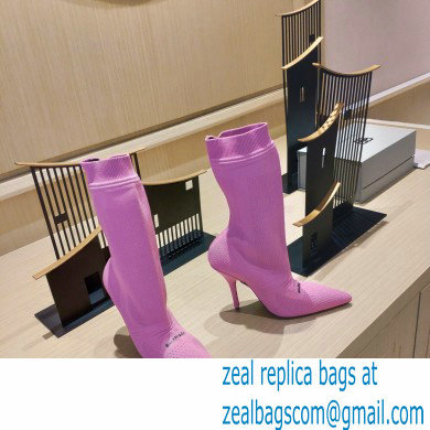 Balenciaga Heel 9cm Knife 2.0 Knit Bootie Ankle Boots Pink 2022 - Click Image to Close