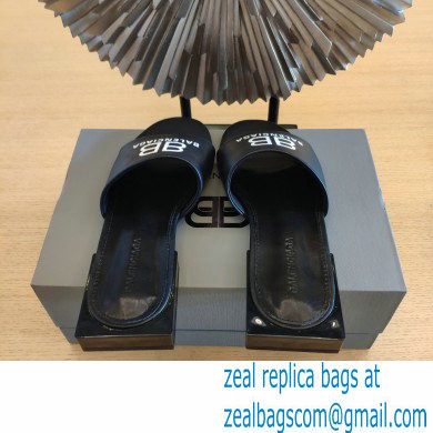 Balenciaga Squared Heel 2.5cm Box Sandals BB Logo Black 2021