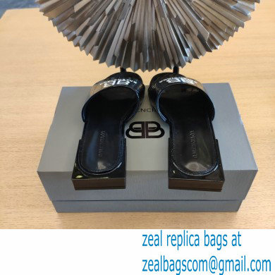 Balenciaga Squared Heel 2.5cm Box Sandals BB Logo Croco Pattern Black 2021 - Click Image to Close